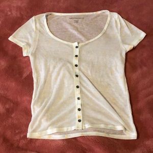 American Eagle sheer T-shirt with yellow and blue spots